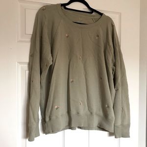 Sage green embroidered flower sweatshirt